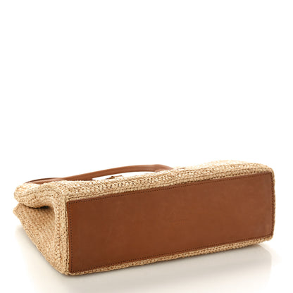 Saint Laurent Raffia Calfskin Panier Rectangle Tote Naturel Brick 4 of 9