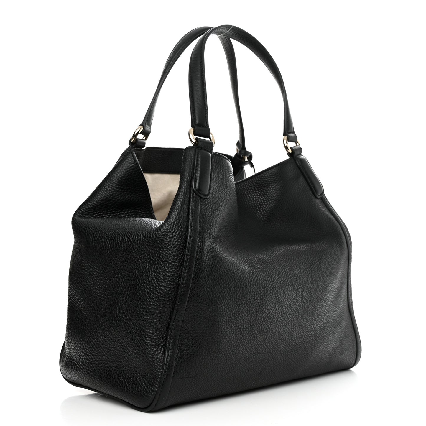 Pebbled Calfskin Medium Soho Shoulder Bag Black