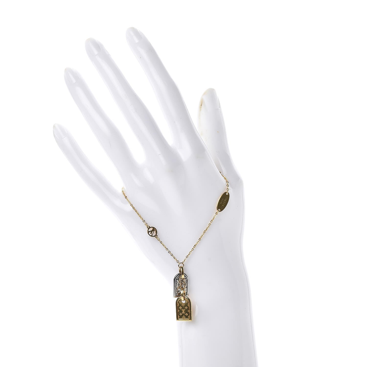 Louis Vuitton Brass Nanogram Bracelet Silver Gold 2 of 5