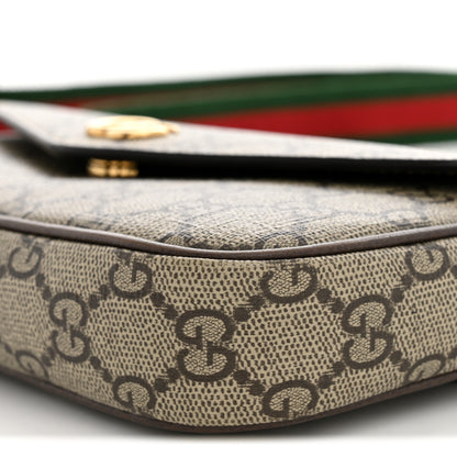 Gucci GG Supreme Monogram Textured Dollar Calfskin Web Mini Ophidia Envelope Shoulder Bag Beige Ebony 9 of 12