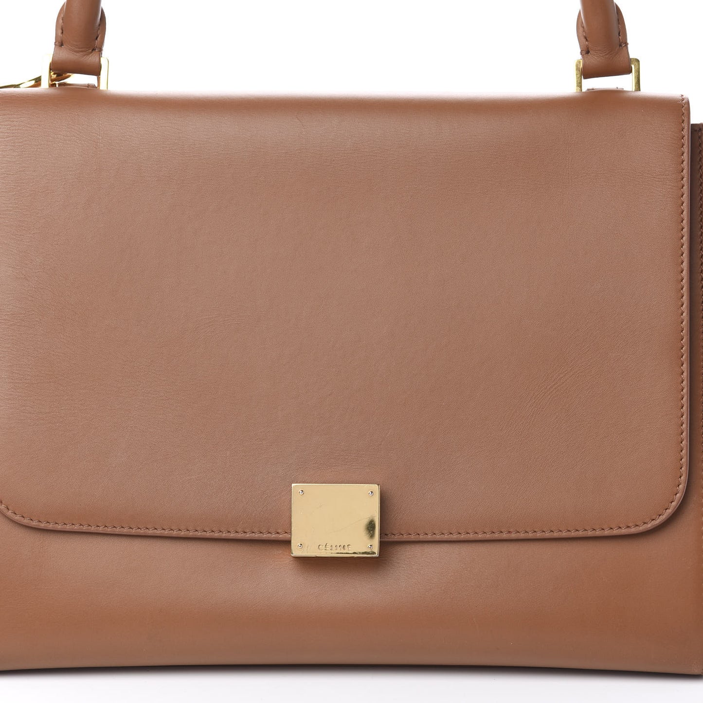 Natural Calfskin Suede Medium Bi-Color Trapeze Tan