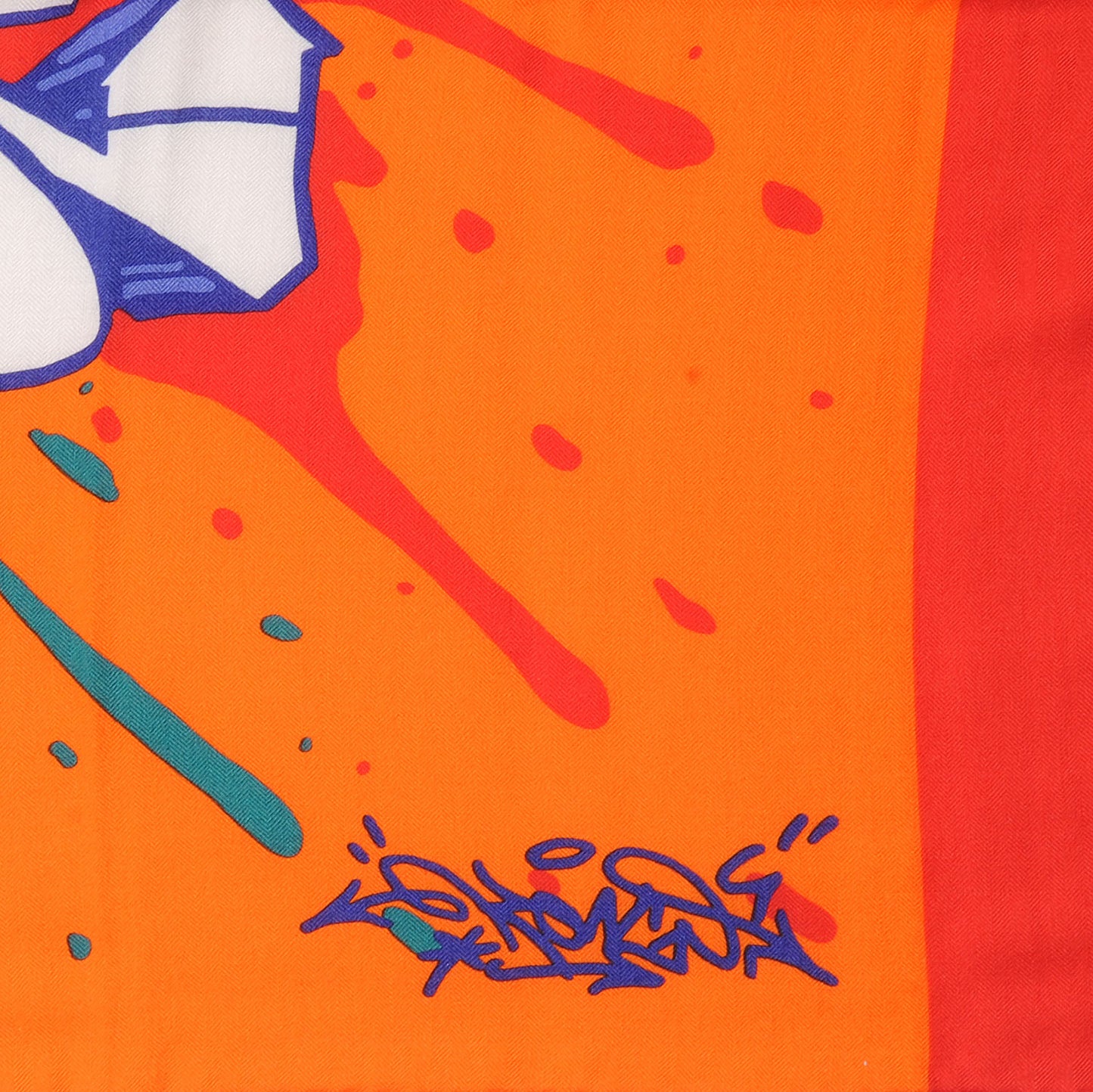 Silk Cashmere Graff Graffiti Shawl 140 Orange