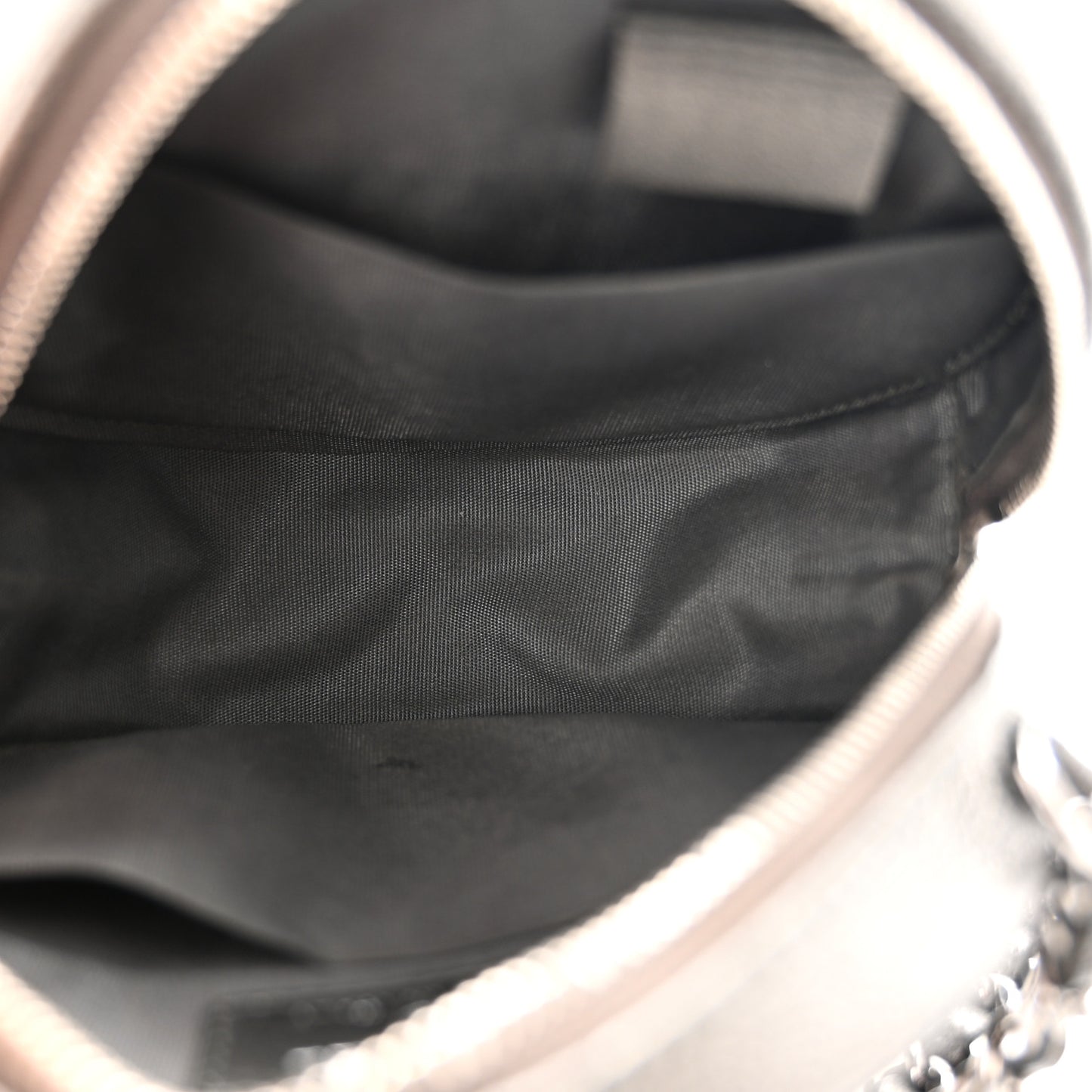 Metallic Caviar Quilted Round Filigree Crossbody Dark Silver