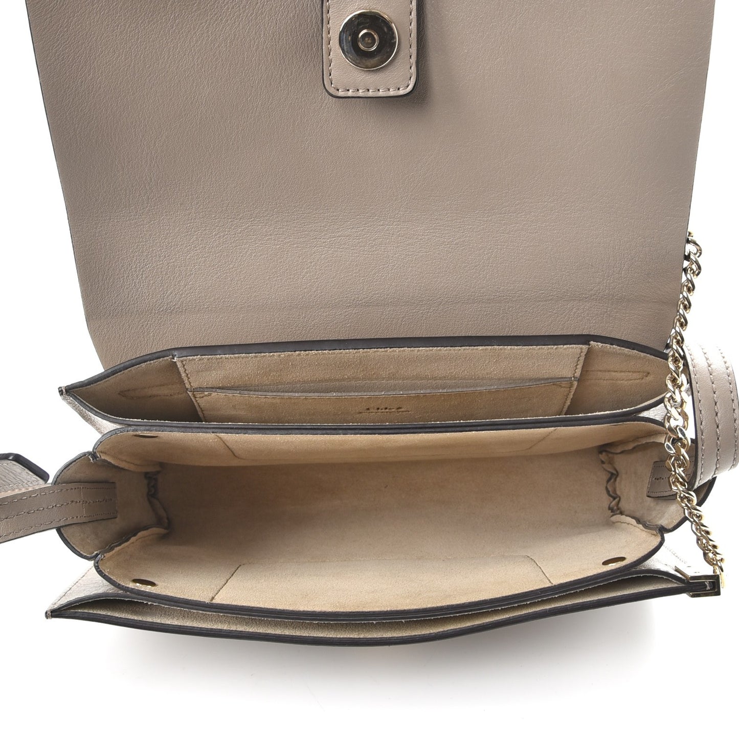 Suede Calfskin Small Faye Shoulder Bag Motty Grey