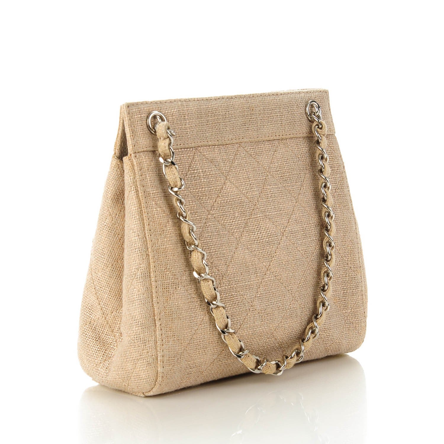 Chanel Metallic Linen Quilted Shoulder Bag Gold 3 of 8