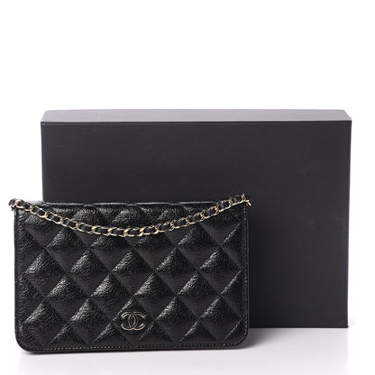 Chanel Calfskin Camellia Embossed Wallet on Chain WOC Black 10 of 10