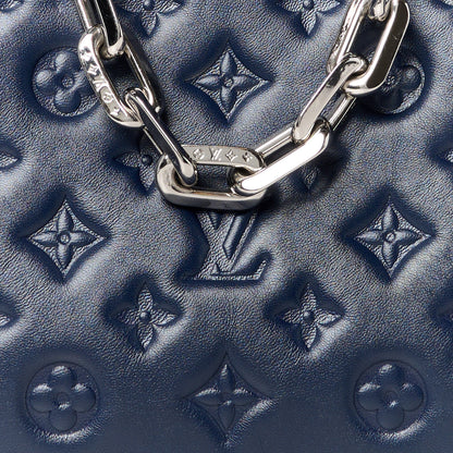 Louis Vuitton Lambskin Embossed Monogram Coussin PM Navy 7 of 9