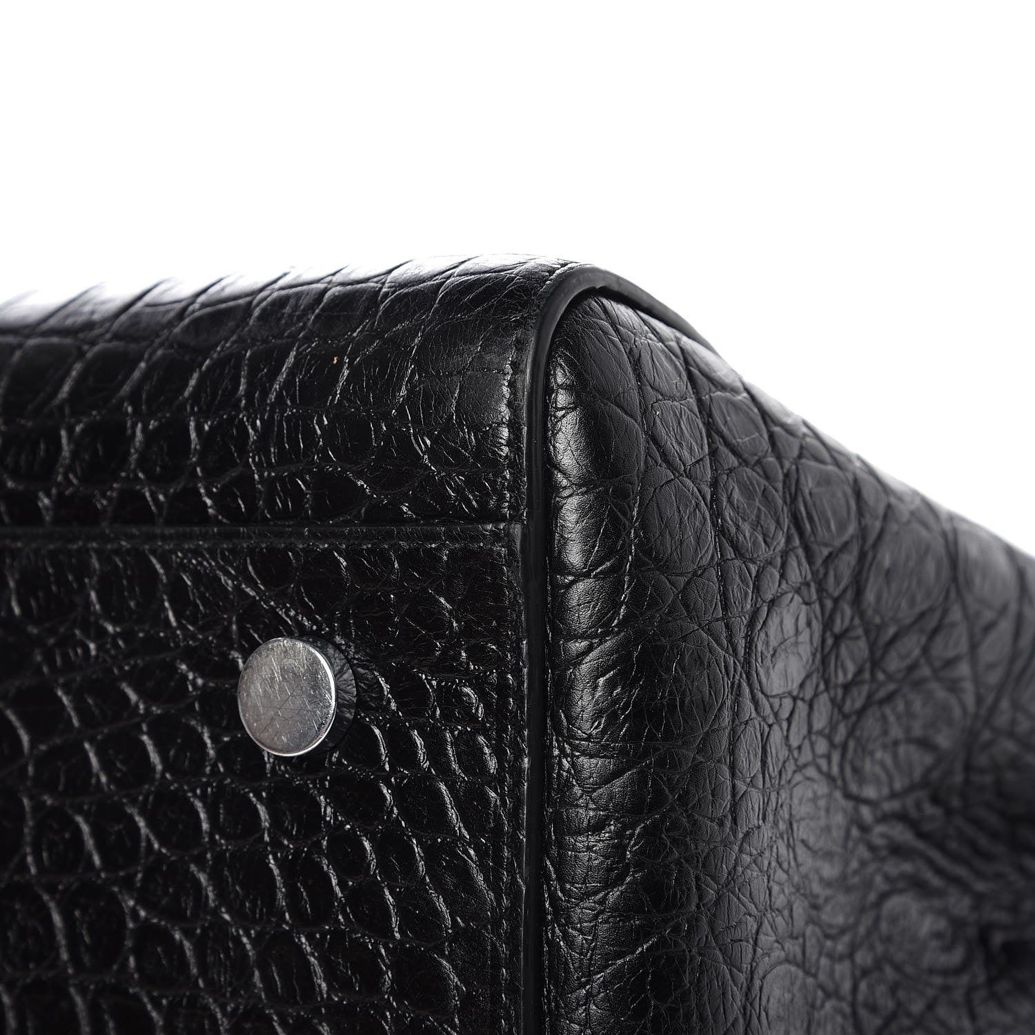Saint Laurent Calfskin Crocodile Embossed Small Cabas Rive Gauche Black 12 of 12