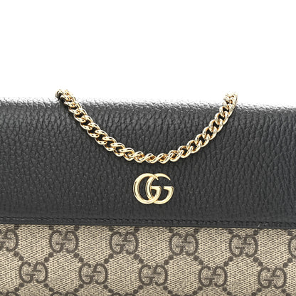 Gucci Dollar Calfskin GG Supreme Monogram Petite GG Marmont Wallet Chain Bag Black Beige Ebony 8 of 11