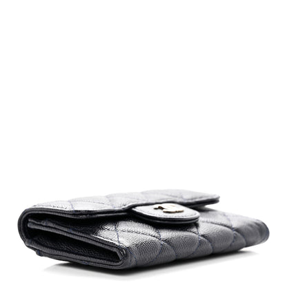 Chanel Caviar Quilted Flap Card Holder Wallet Navy Blue 4 of 10