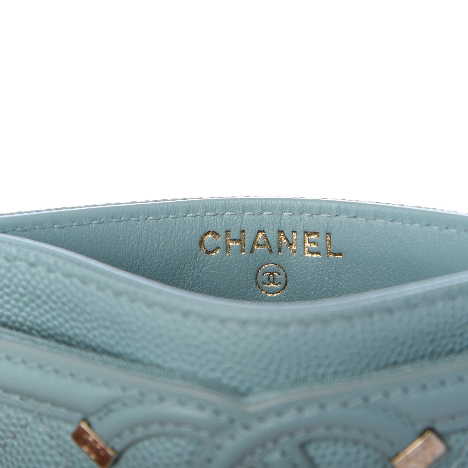 Chanel Caviar Quilted Filigree Card Holder Light Blue 6 of 9