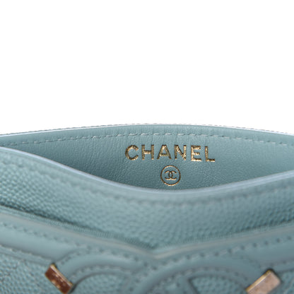 Chanel Caviar Quilted Filigree Card Holder Light Blue 6 of 9