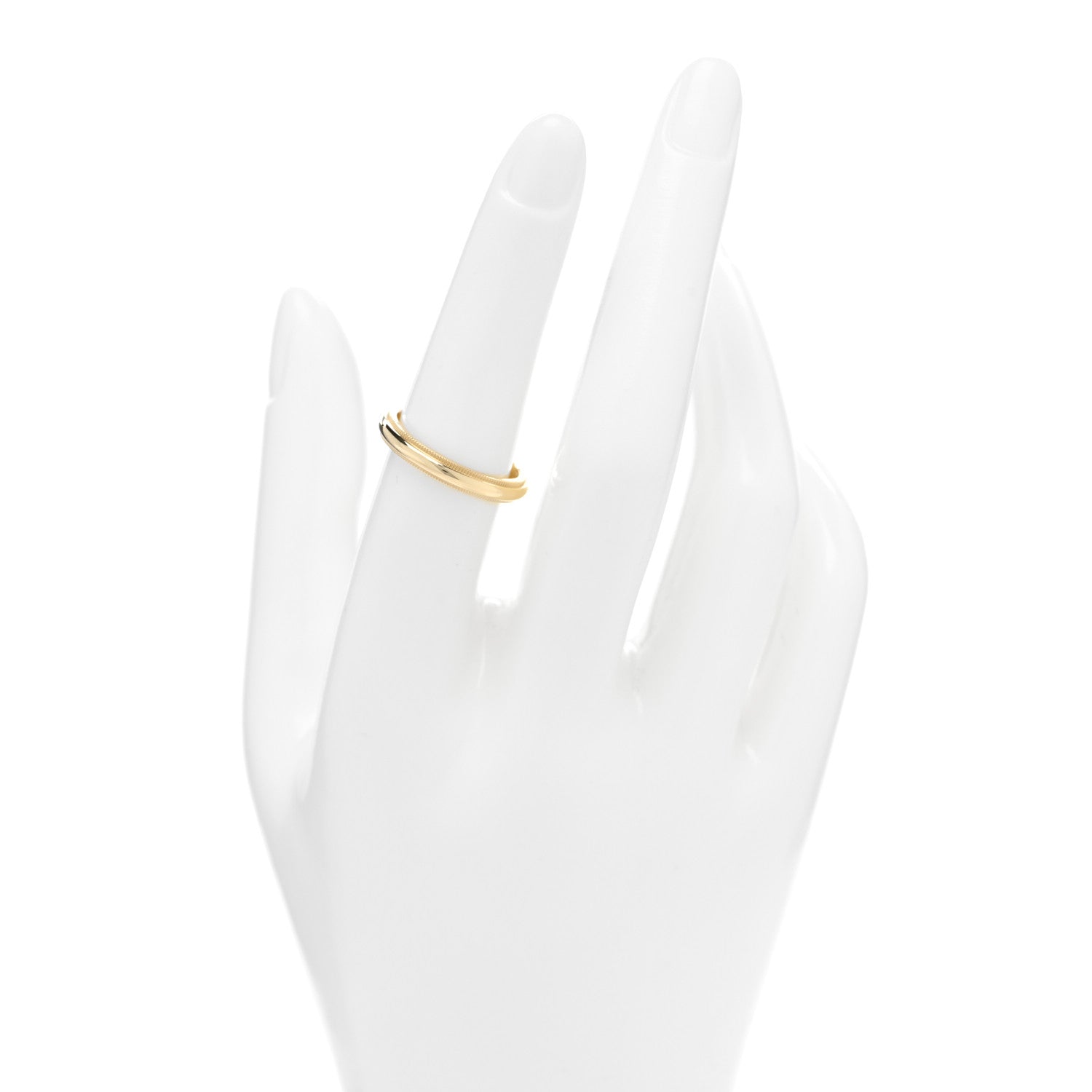 Tiffany 18K Yellow Gold 3mm Milgrain Wedding Band Ring 54 6.75 2 of 5