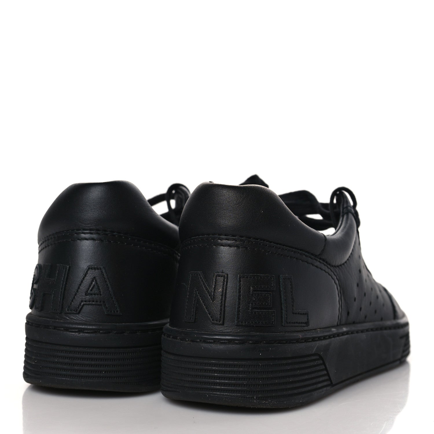 Chanel Calfskin Womens Logo Sneakers 39 Black 4 of 8