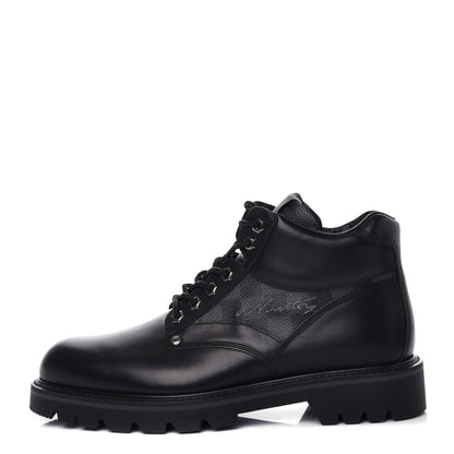 Louis Vuitton Calfskin Damier Graphite Oberkampf Ankle Boots 7.5 Black 1 of 10