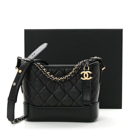 Chanel Aged Calfskin Quilted Small Gabrielle Hobo Black 10 of 10
