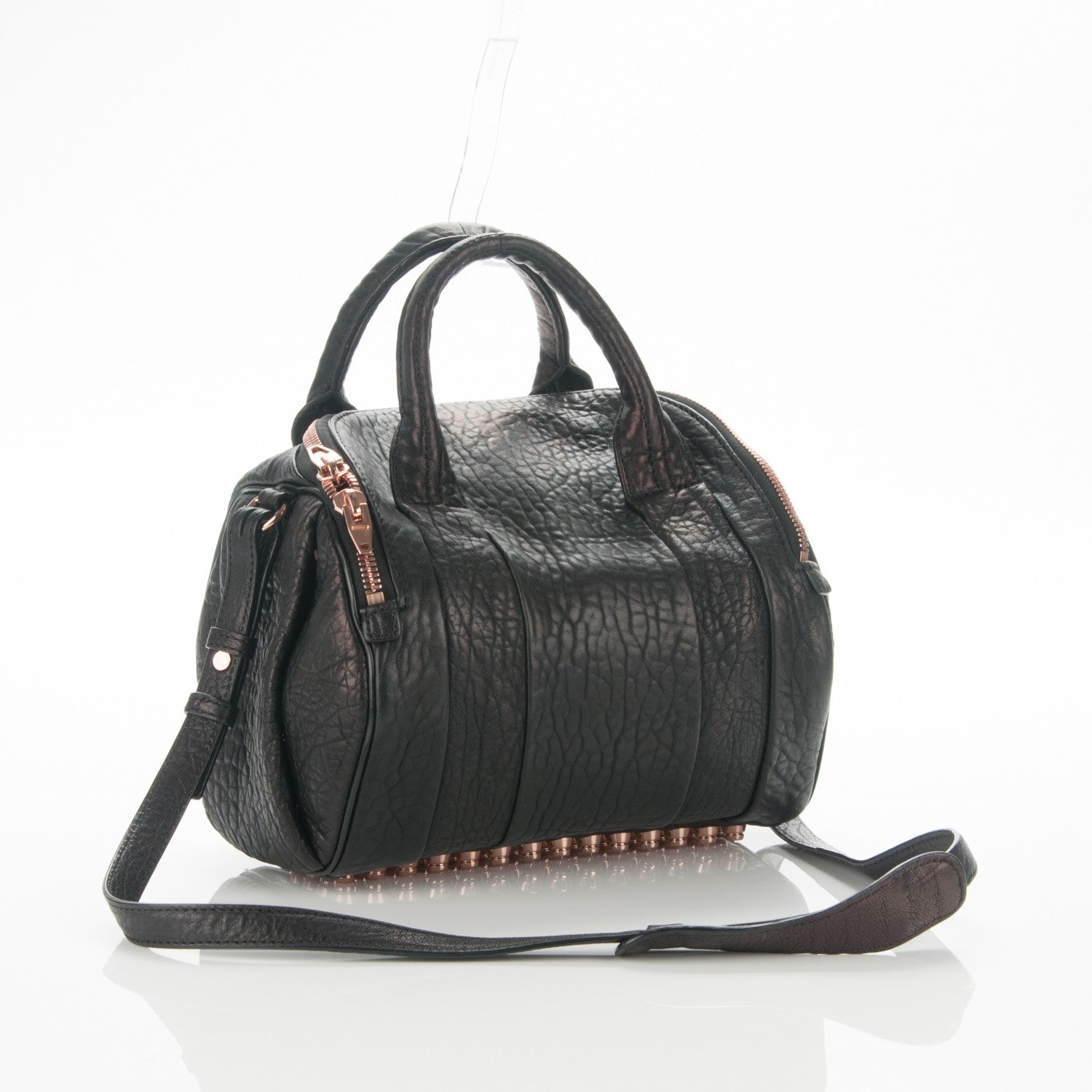 Alexander Wang Pebbled Lambskin Rockie Black Rose Gold Hardware 3 of 8