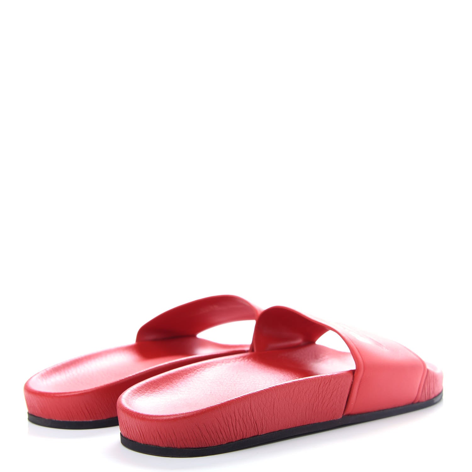 Balenciaga Nappa Political Campaign Logo Womens Pool Slide Sandals 37 Red 4 of 9