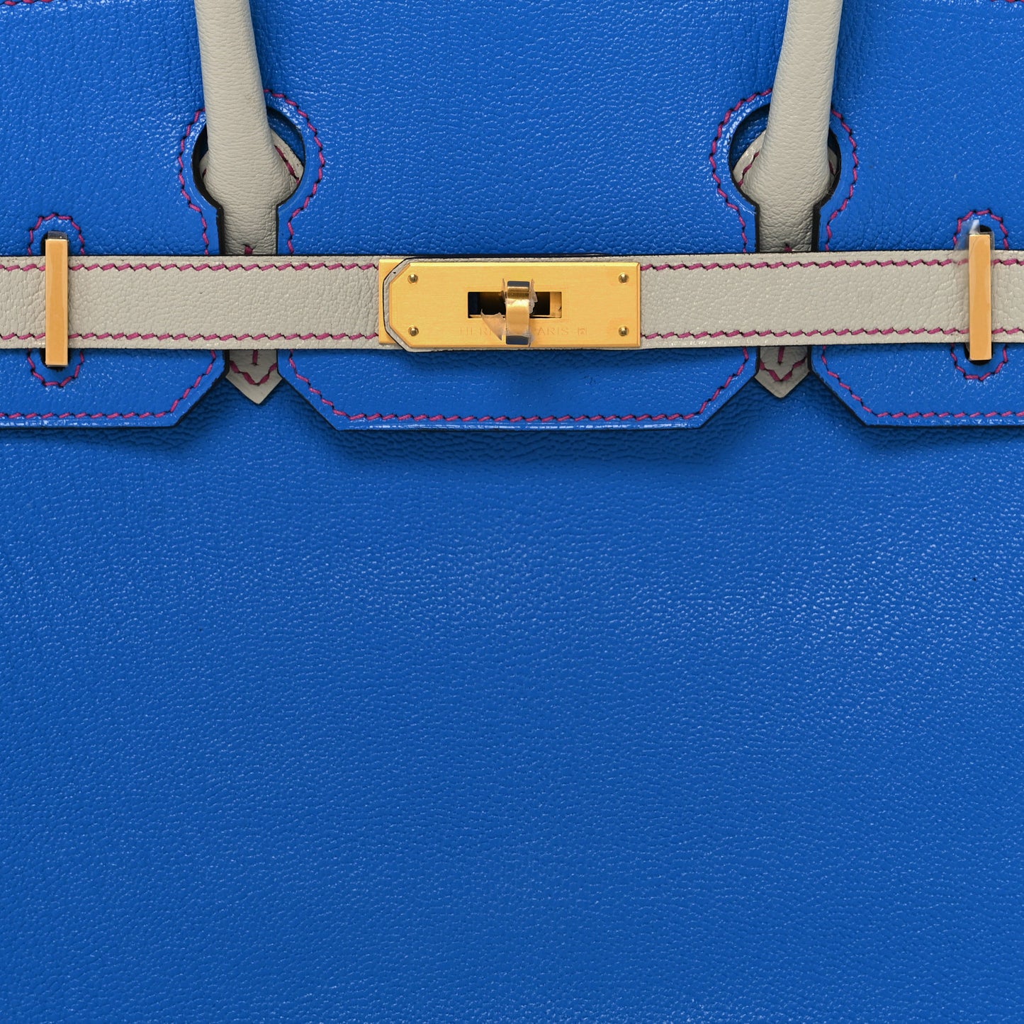 Chevre Mysore Horseshoe Birkin 30 Bleu Hydra Gris Perle Rose Shocking