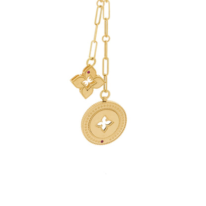 Roberto Coin 18K Yellow Gold Diamond Venetian Princess Double Medallion Y Necklace 5 of 6