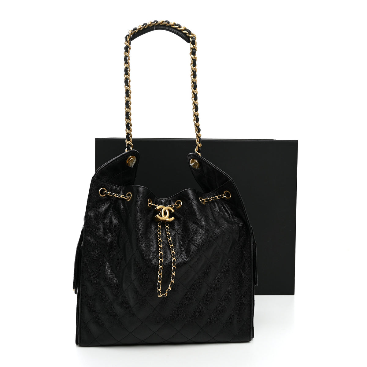 Caviar Quilted Medium Chanel 25 Handbag Black