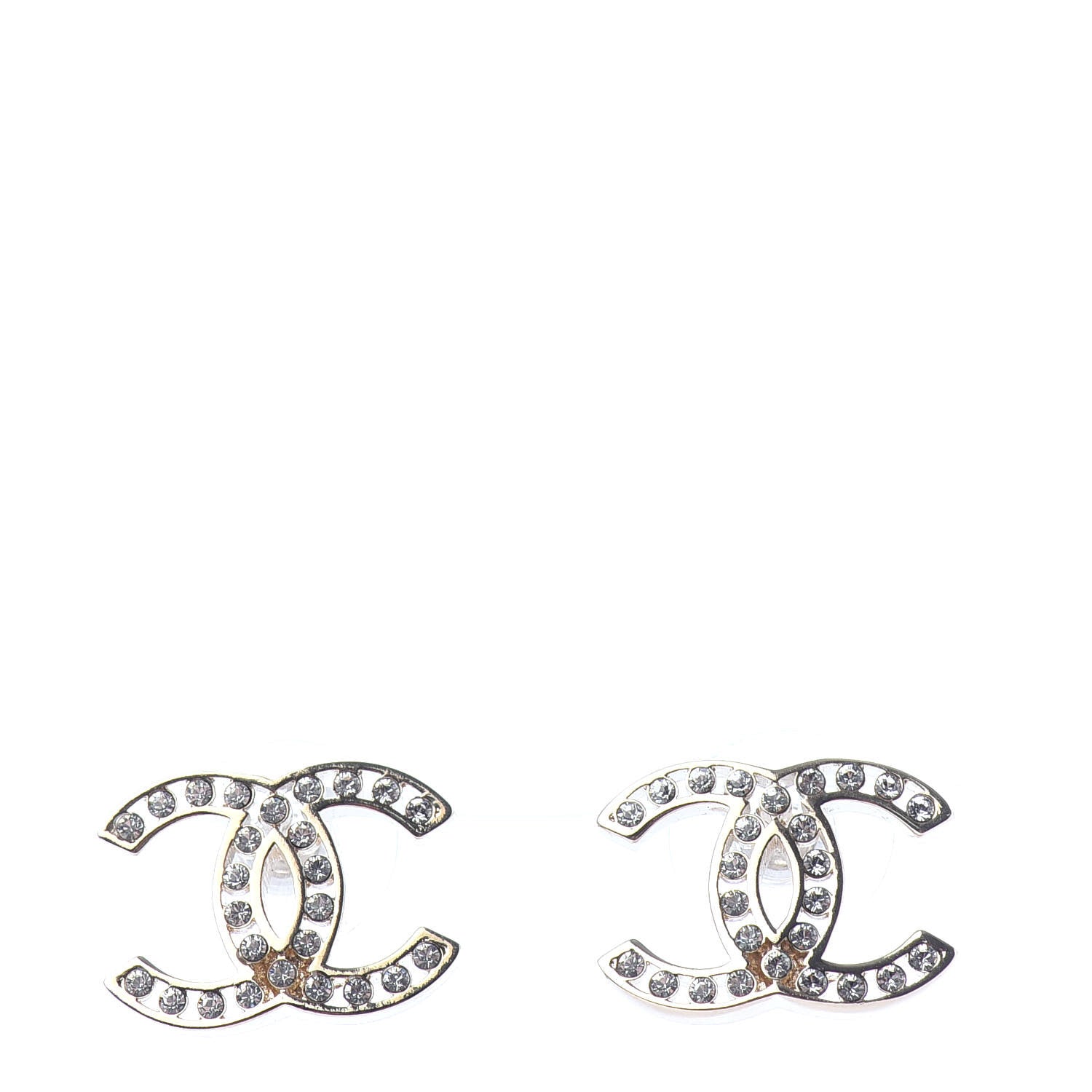 Chanel Crystal CC Large Earrings Gold 1 of 4