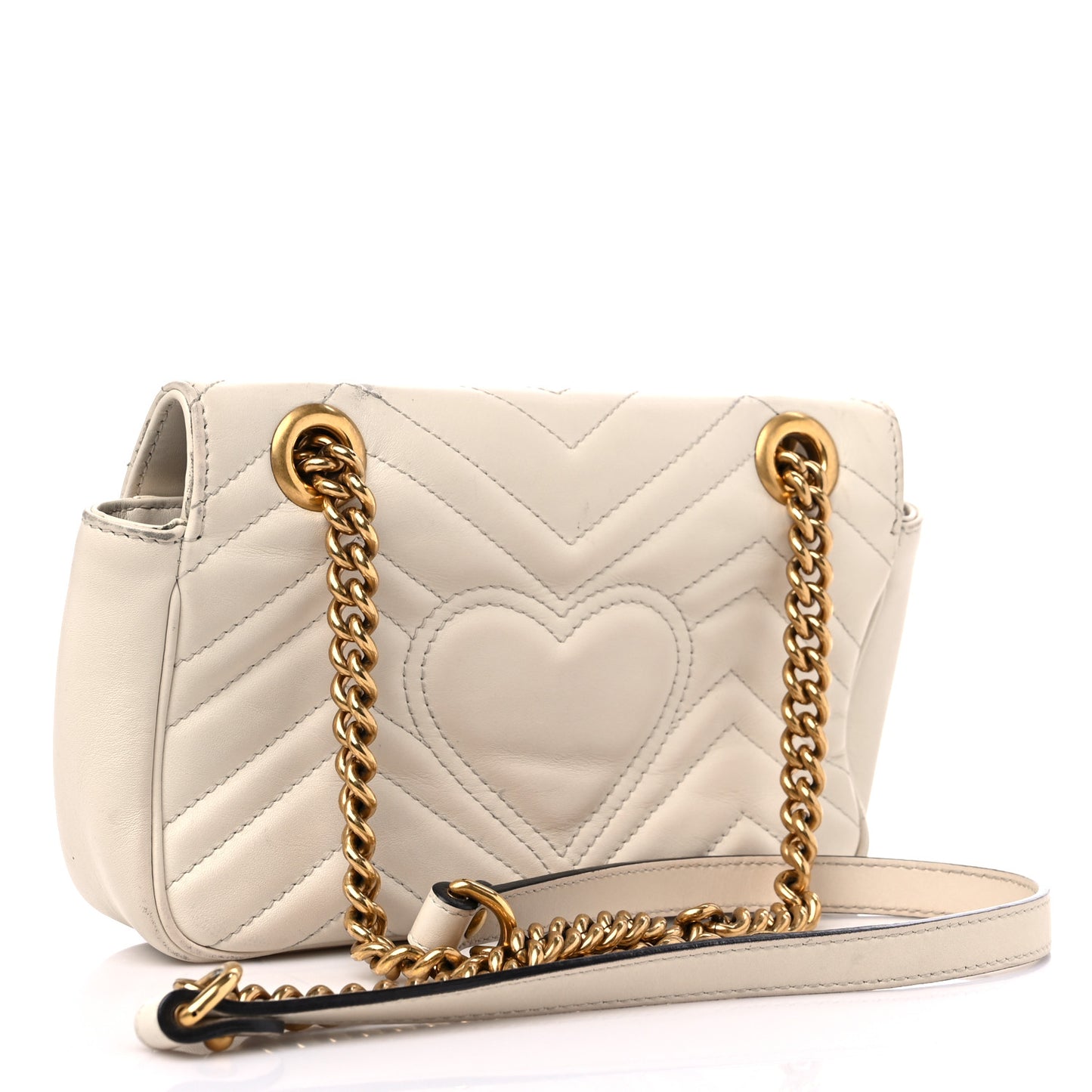 Calfskin Matelasse Mini GG Marmont Shoulder Bag White
