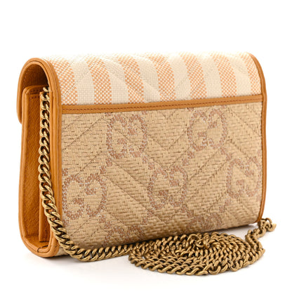 Gucci Raffia GG Monogram Matelasse GG Marmont Chain Wallet Natural Beige Off White Sun Oil 3 of 12