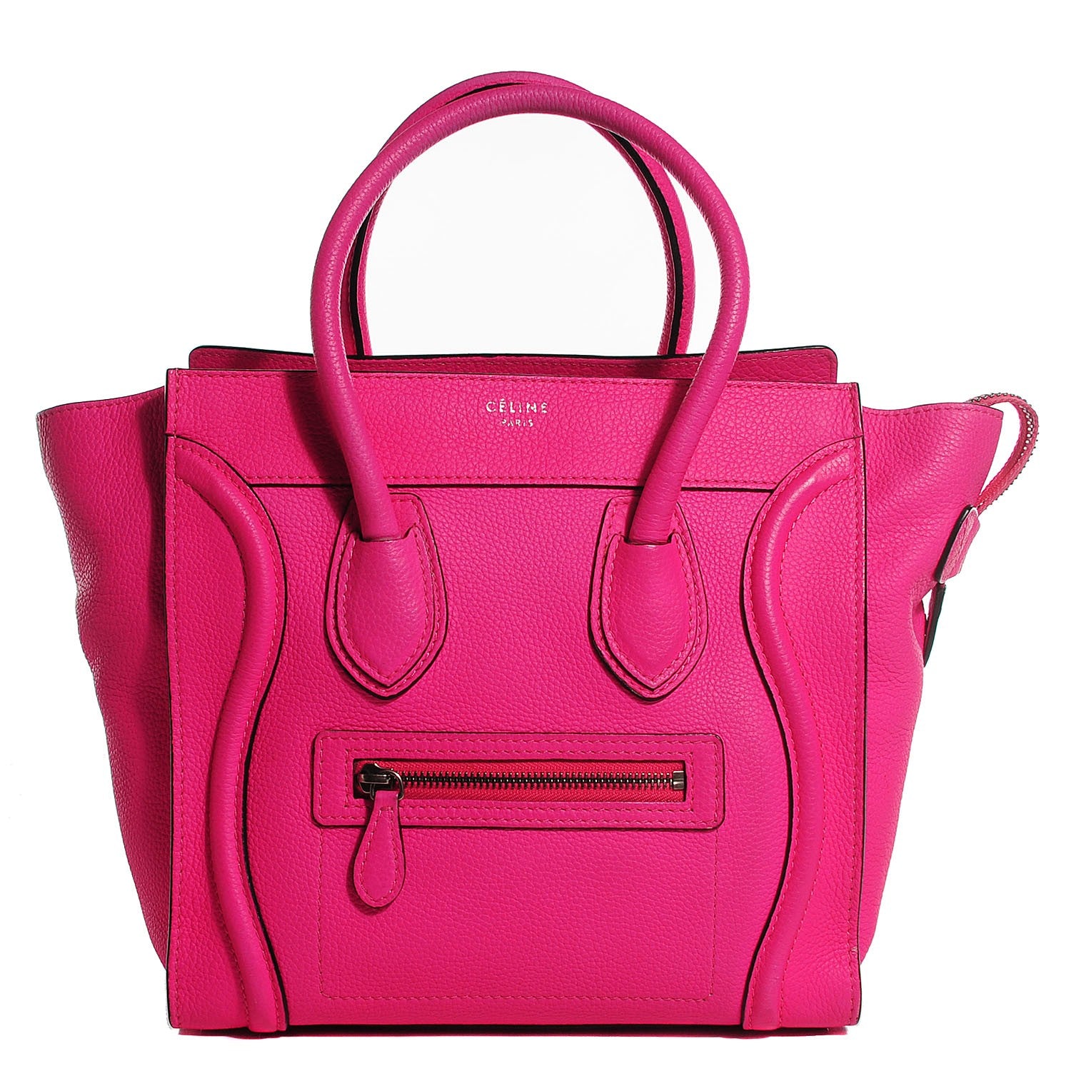 Celine Drummed Calfskin Micro Luggage Fluo Pink 1 of 8