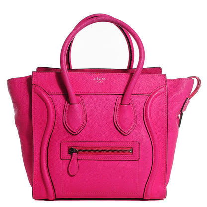 Celine Drummed Calfskin Micro Luggage Fluo Pink 1 of 8