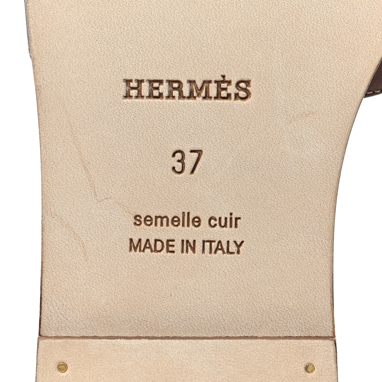 Hermes Box Calfskin Oran Sandals 37 Gold 8 of 9