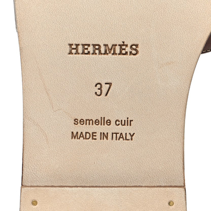 Hermes Box Calfskin Oran Sandals 37 Gold 8 of 9