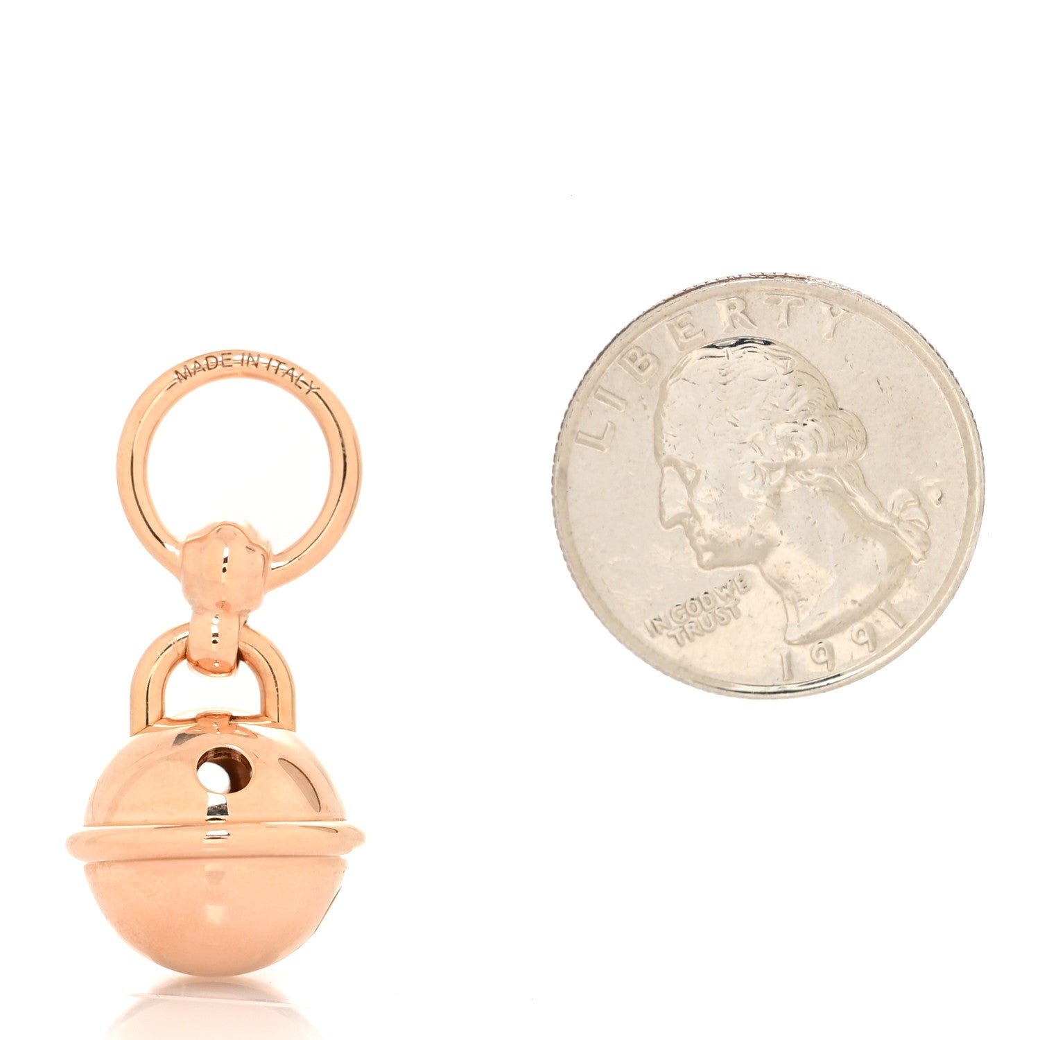 Hermes Rose Gold Plated Charms Grelot Twilly Ring 2 of 4