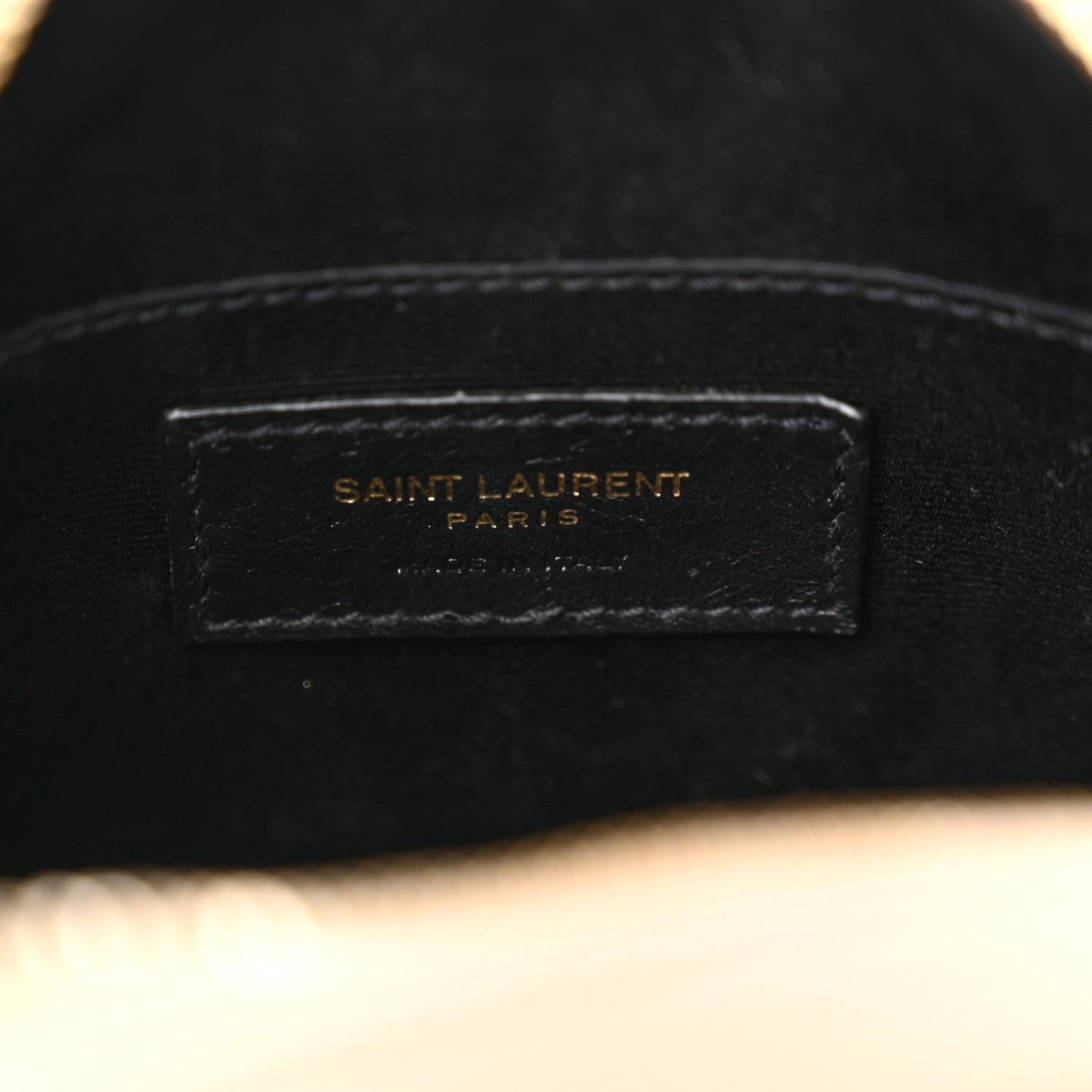 Saint Laurent Grain De Poudre Matelasse Chevron Quilted Round Vinyle Camera Bag Dark Beige 6 of 13