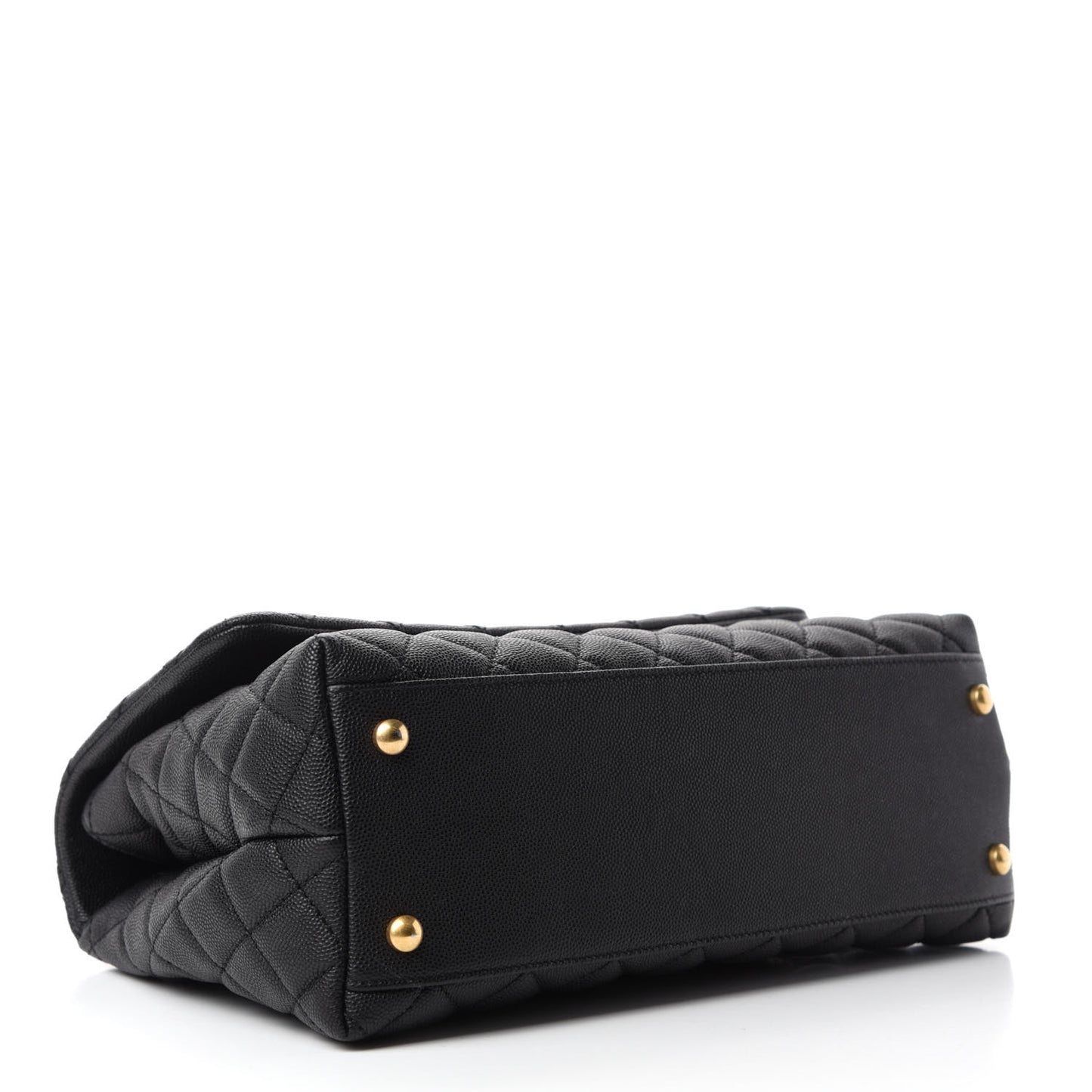 Caviar Lizard Embossed Quilted Small Coco Handle Flap Black
