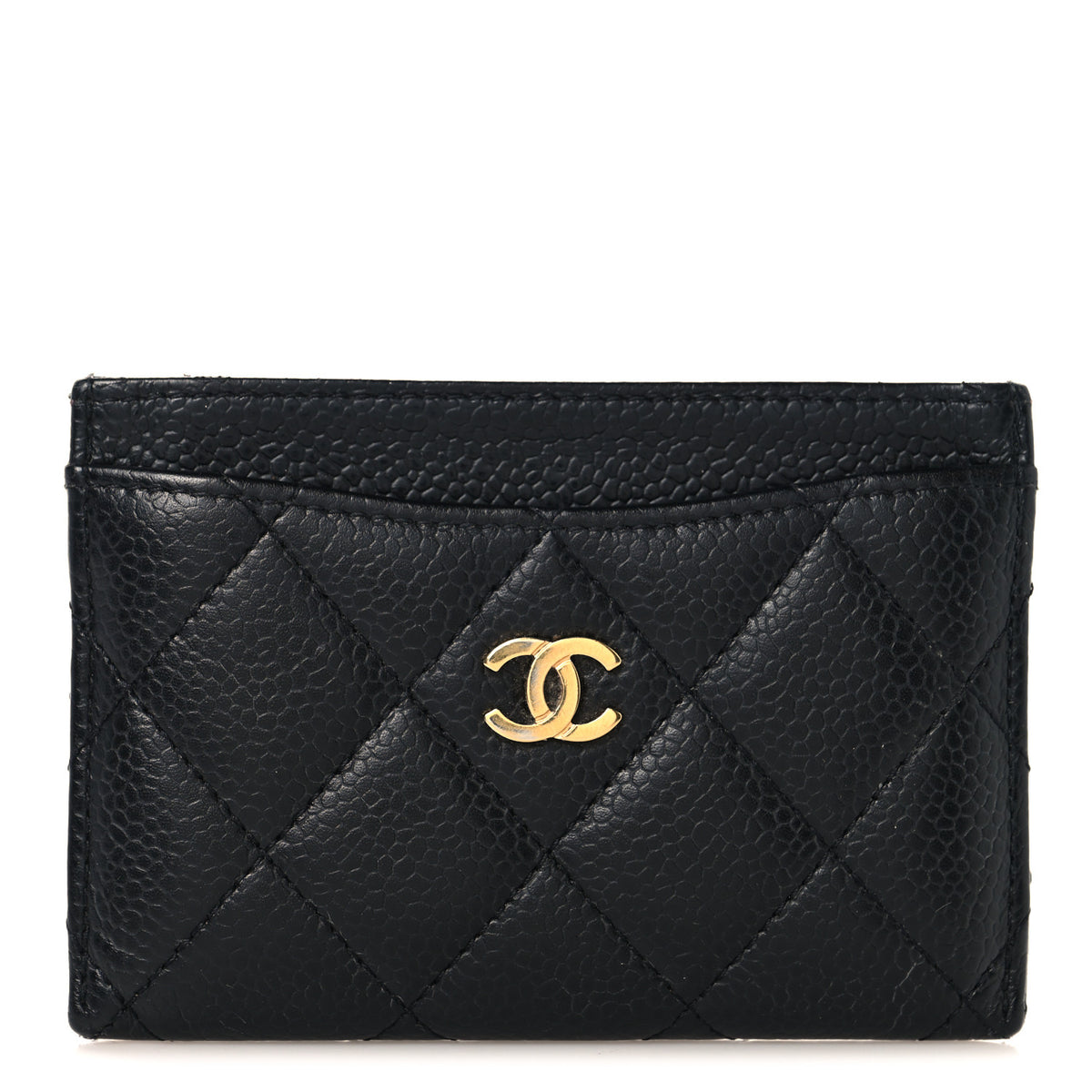 Caviar Quilted Card Holder Black
