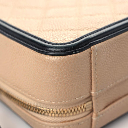 Chanel Caviar Quilted Small CC Filigree Vanity Case Beige Black 7 of 21