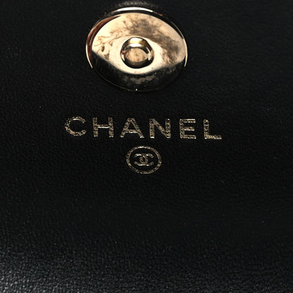 Chanel Lambskin Quilted Pearl Card Holder With Chain Black 6 of 10