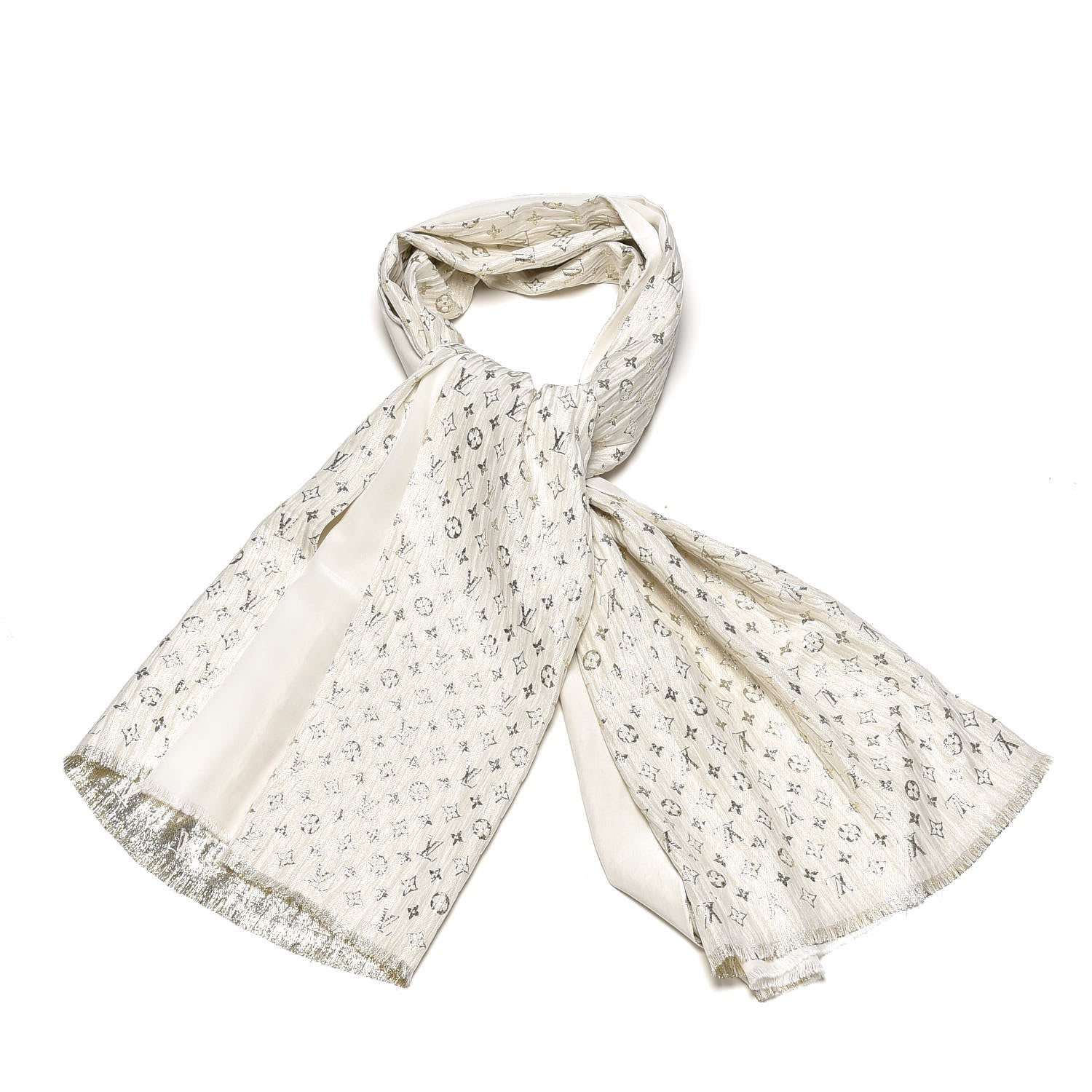 Louis Vuitton Silk Monogram So Glitter Stole White 1 of 5