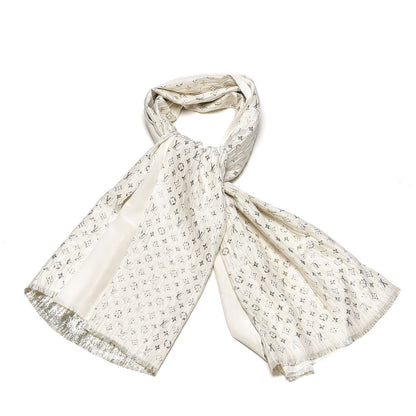 Louis Vuitton Silk Monogram So Glitter Stole White 1 of 5