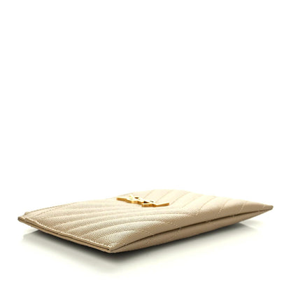 Saint Laurent Grain De Poudre Chevron Monogram Bill Pouch Dune 4 of 8