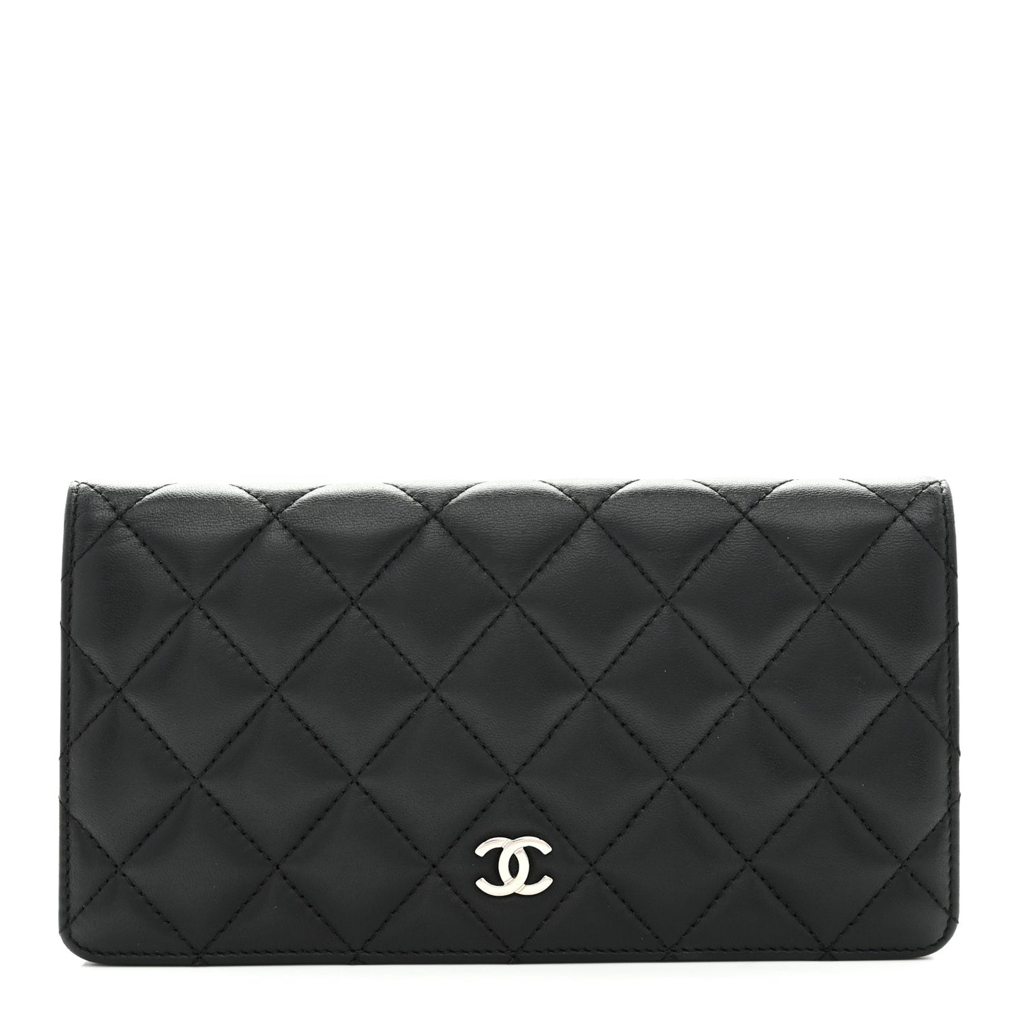 Lambskin Quilted Yen Wallet Black