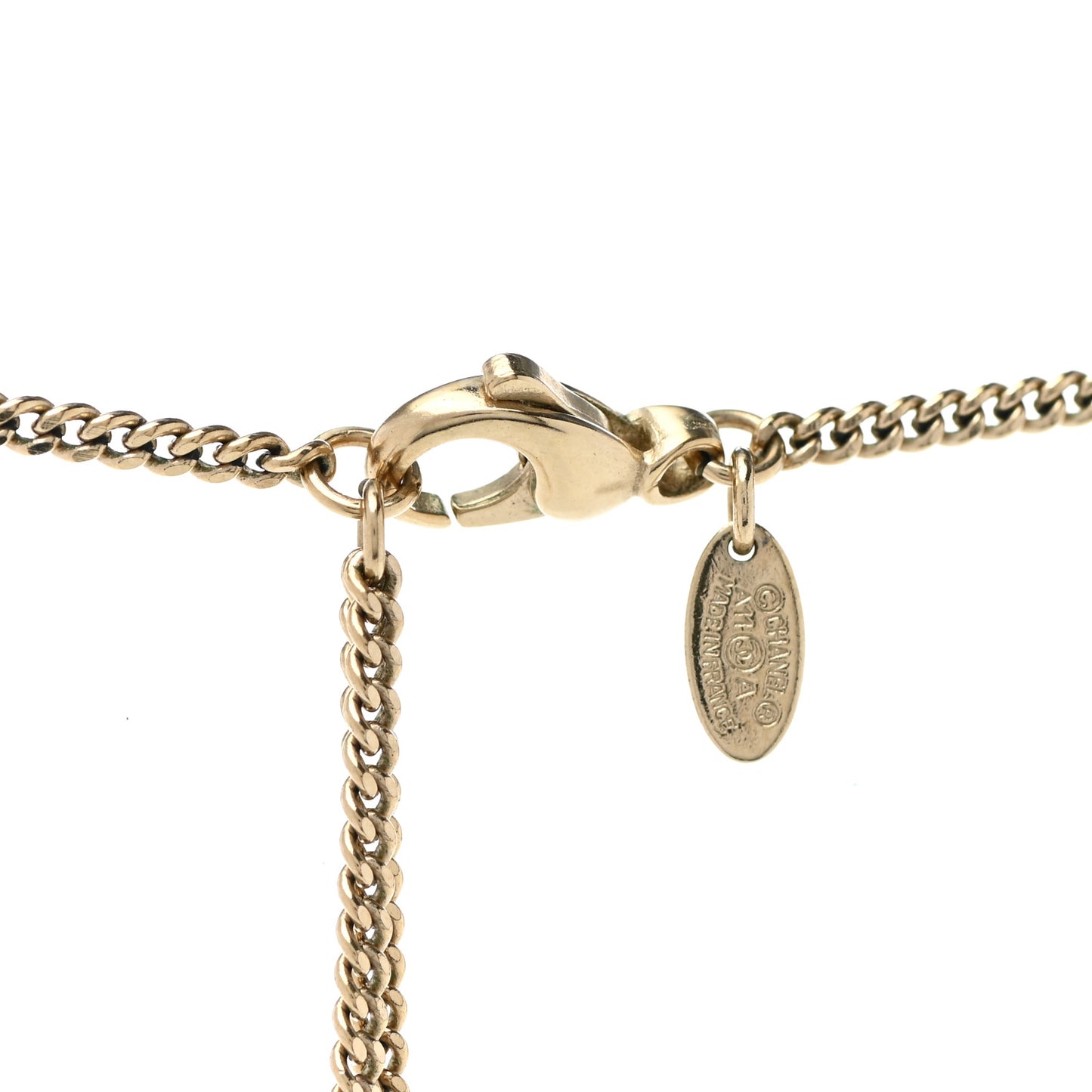 Pearl Crystal CC Bead Necklace Gold