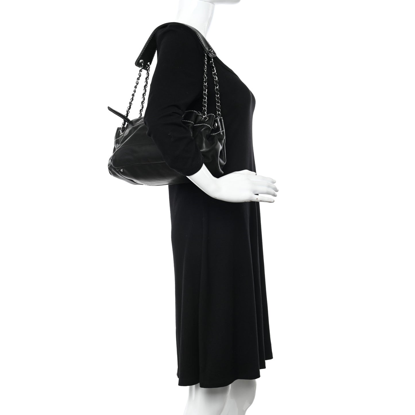 Lambskin Lax Accordion Hobo Black
