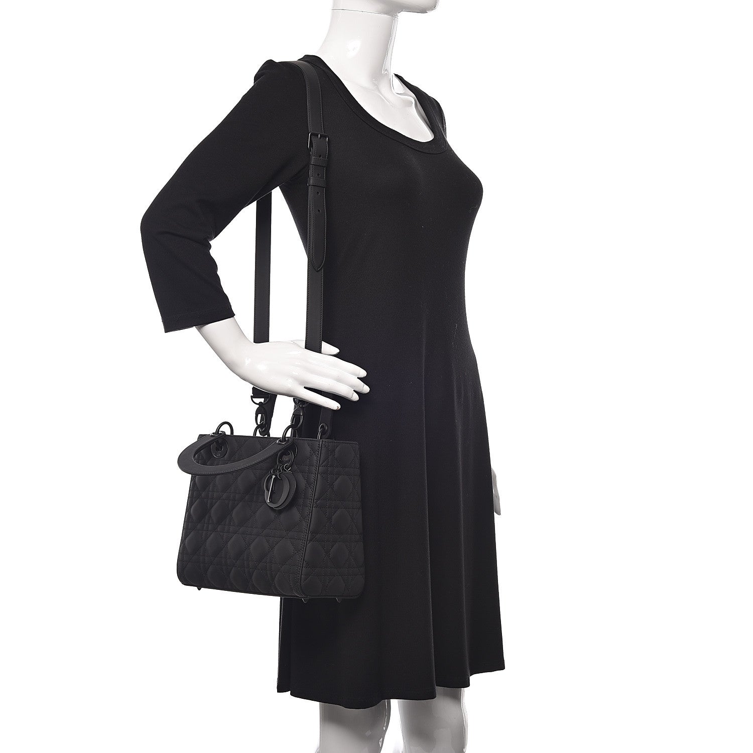 Christian Dior Ultra Matte Calfskin Cannage Medium Lady Dior Black 2 of 10