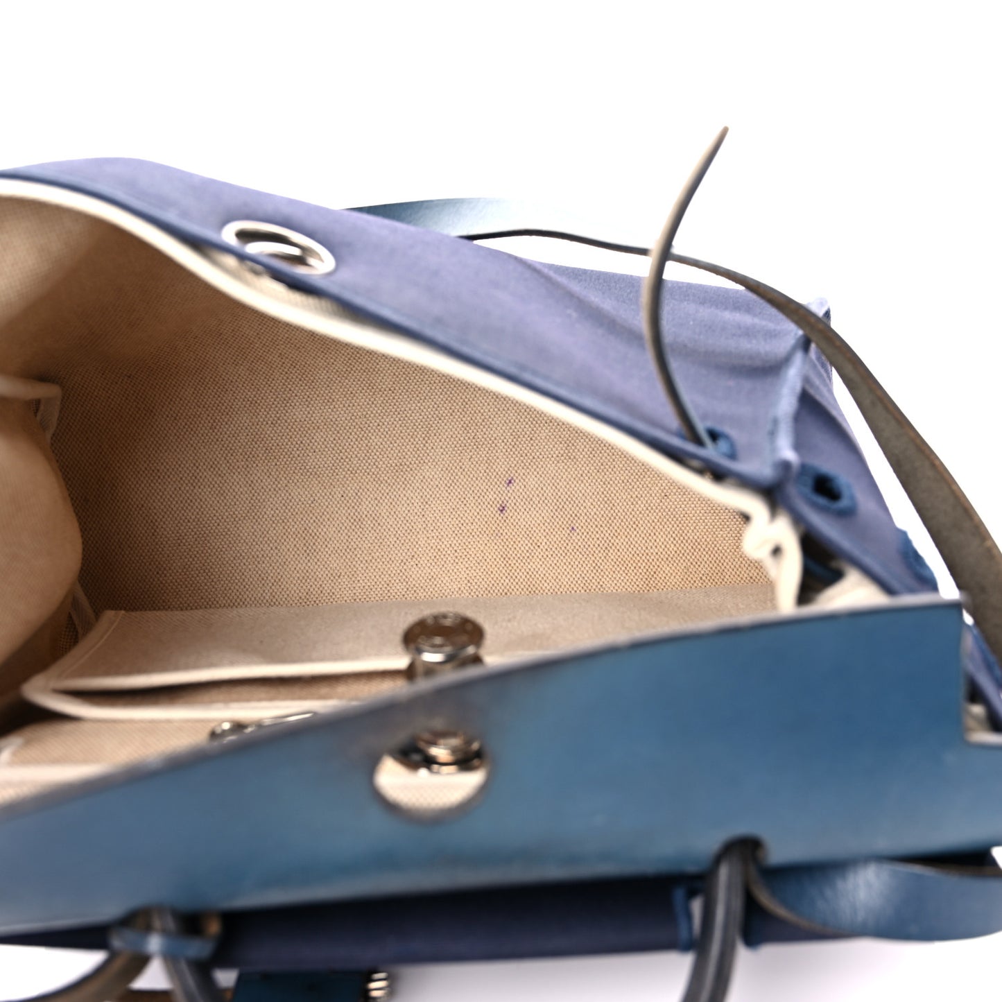 Toile Vache Calfskin Herbag PM 30 Navy Bleu Natural