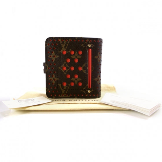 Monogram Perforated Compact Zipped Wallet Orange