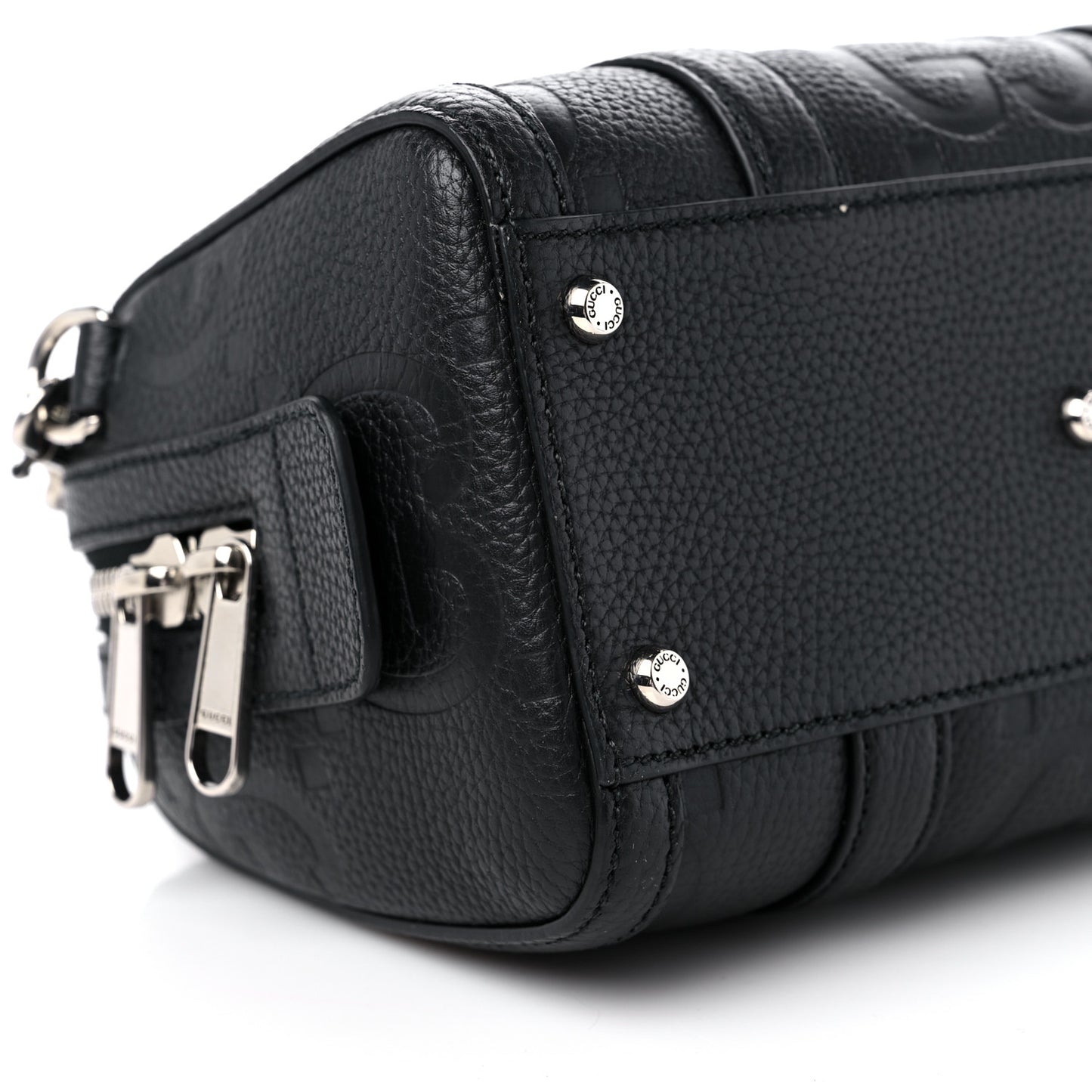 Piuma Calfskin Jumbo GG Embossed Mini Duffle Bag Black