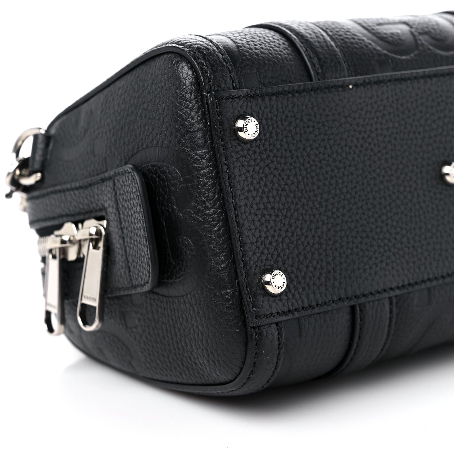 Gucci Piuma Calfskin Jumbo GG Embossed Mini Duffle Bag Black 7 of 8
