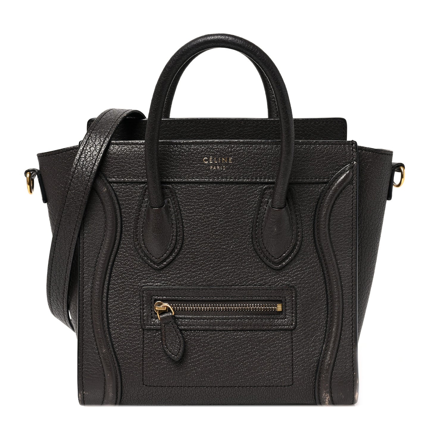 Drummed Calfskin Nano Luggage Black